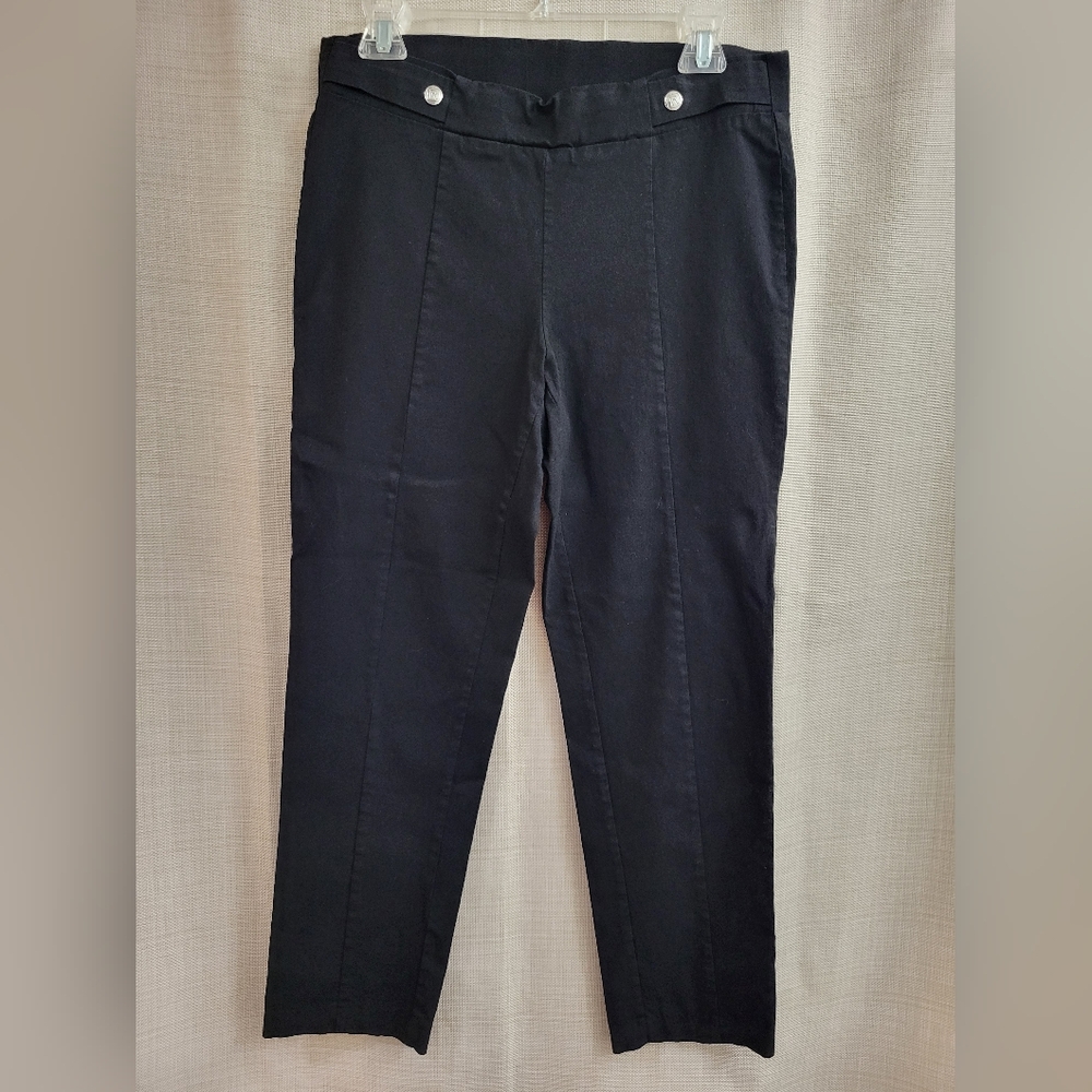 Rafaella Women's Black Comfort Fit Slim Leg Ankle Length Pants Stretch Size 12